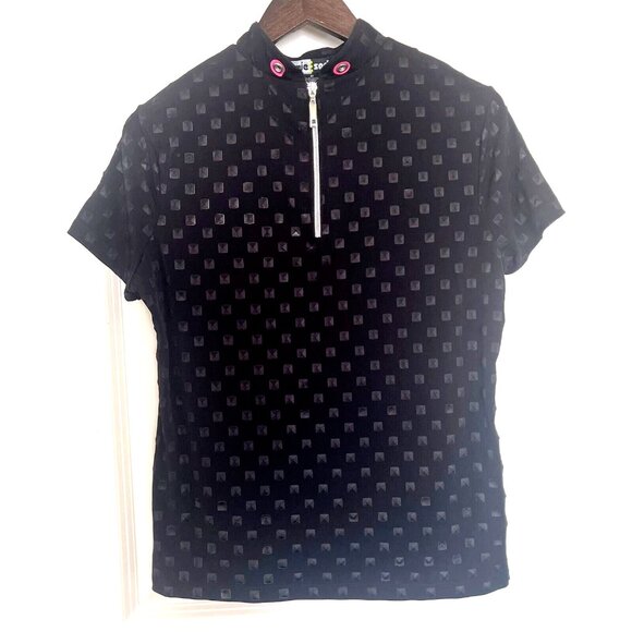 Jamie Sadock Women's Tshirt Black Tee Mock neck Shirt Short Sleeves Top Size M - Picture 2 of 10